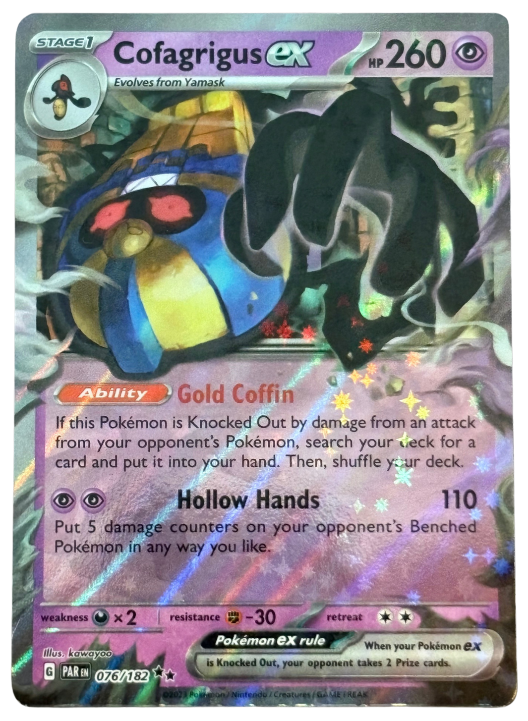 Cofagrigus ex 076/182 Paradox Rift (2023) [Near Mint]