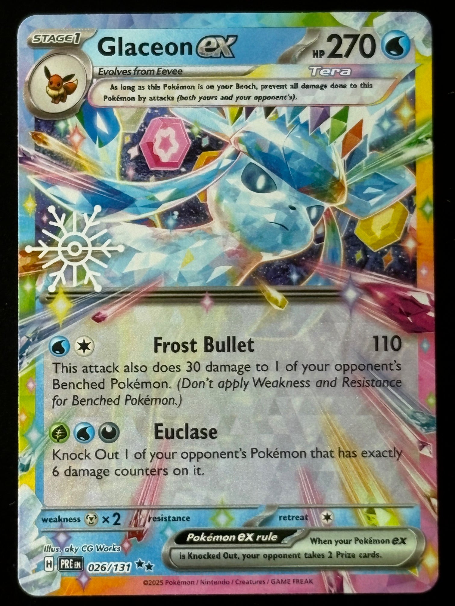 Glaceon ex – Pokémon 2025 Prismatic Evolutions EN 026/131 Double Rare Tera
