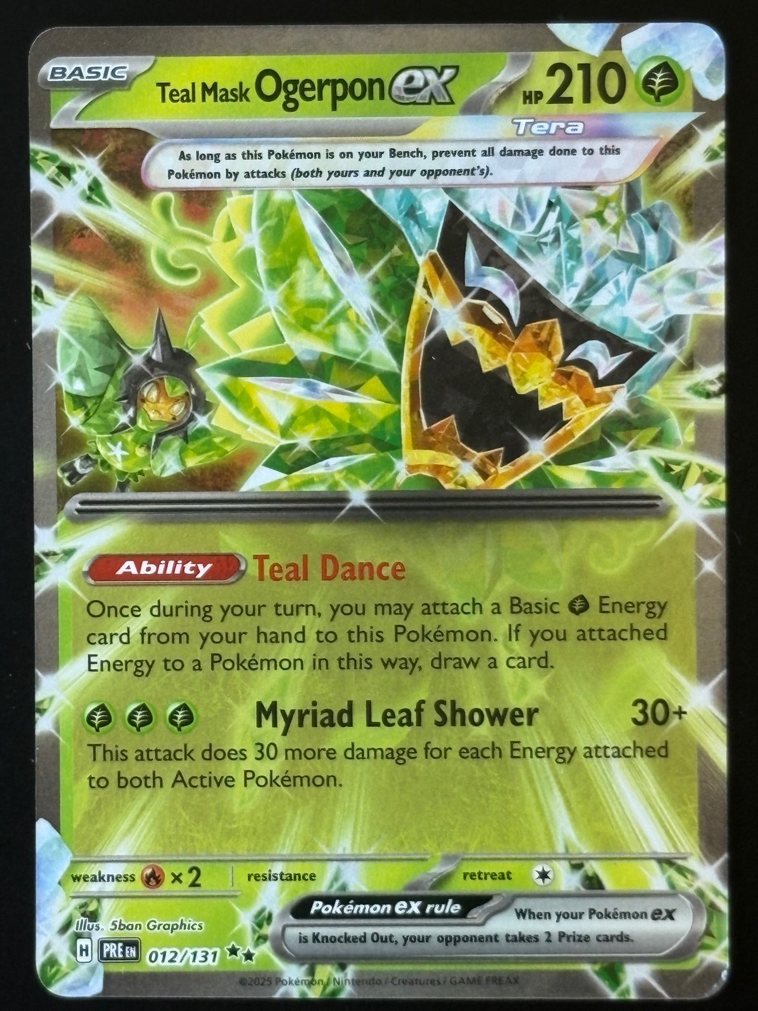 Teal Mask Ogerpon ex – Pokemon 2025 Prismatic Evolutions EN 012/131 Double Rare Tera