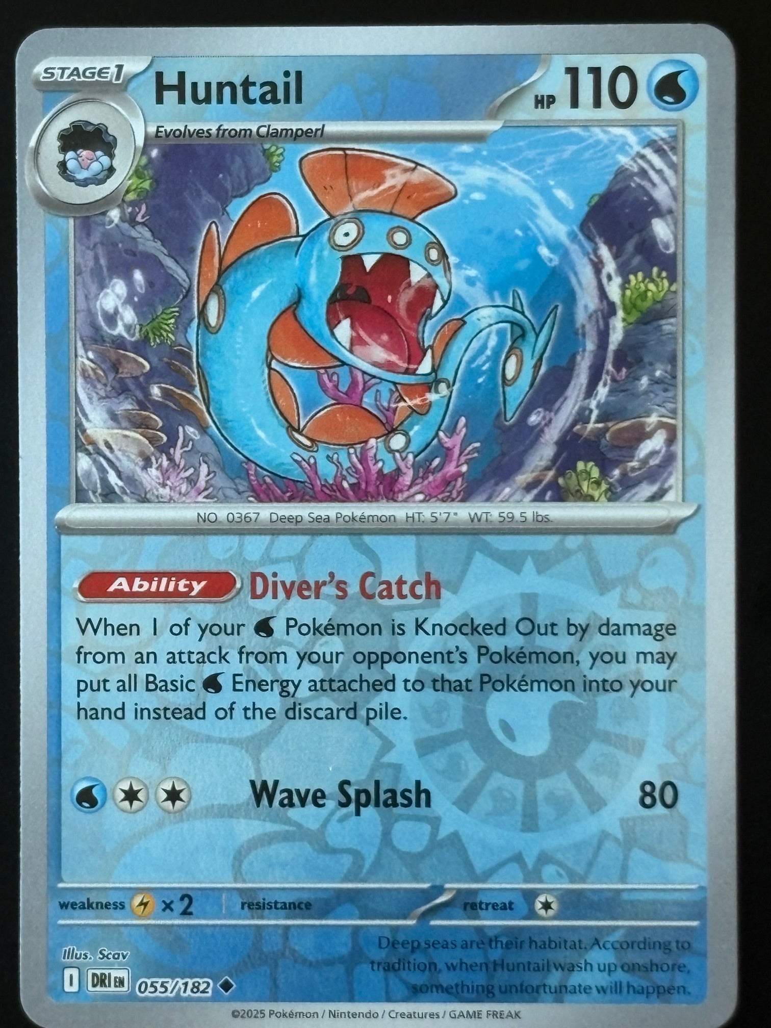 Huntail – Pokemon 2025 Destined Rivals EN 055/182 Uncommon Reverse Holo
