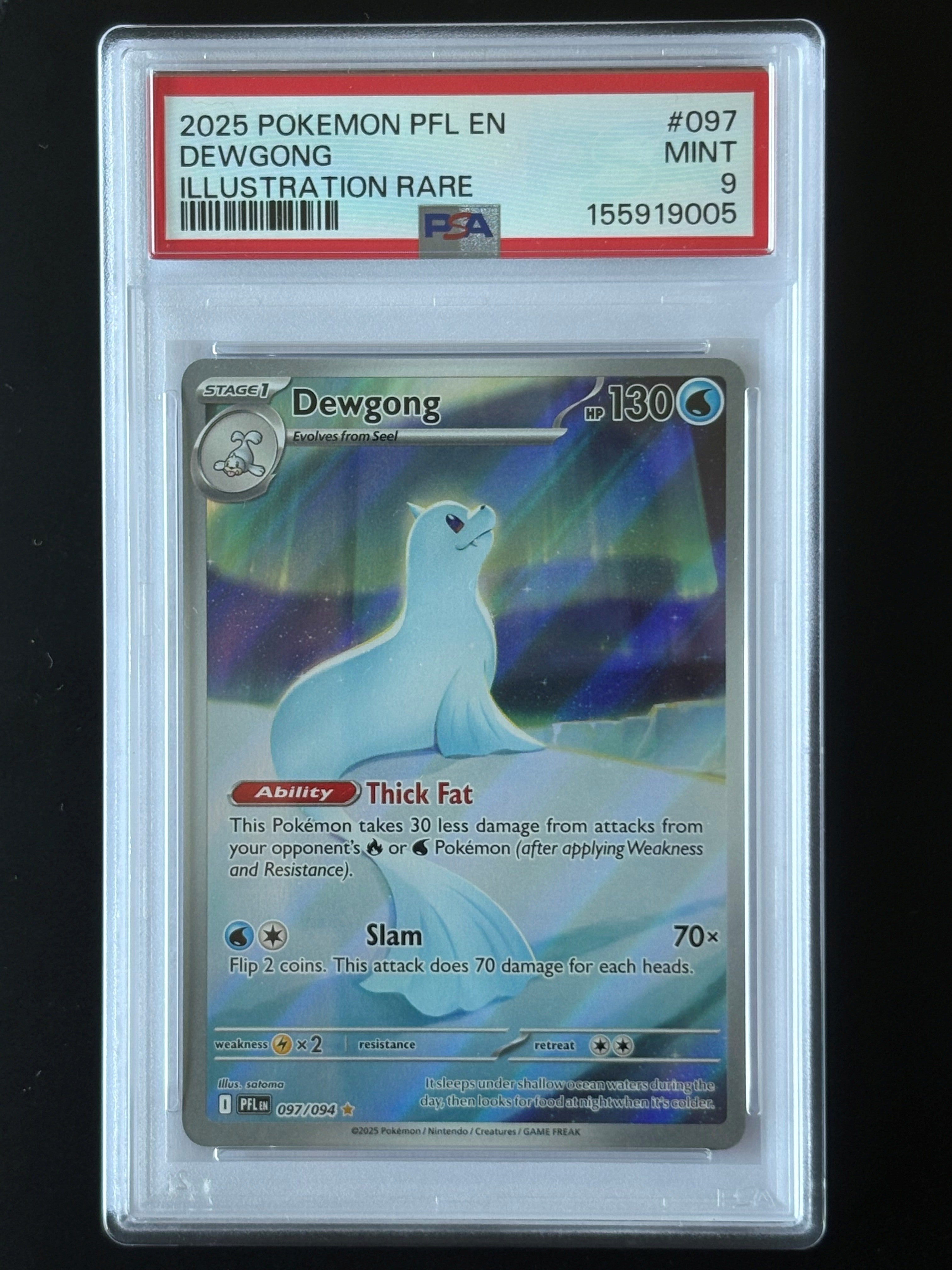 Dewgong PSA 9 MINT – Pokémon 2025 PFL EN 097/094 Illustration Rare